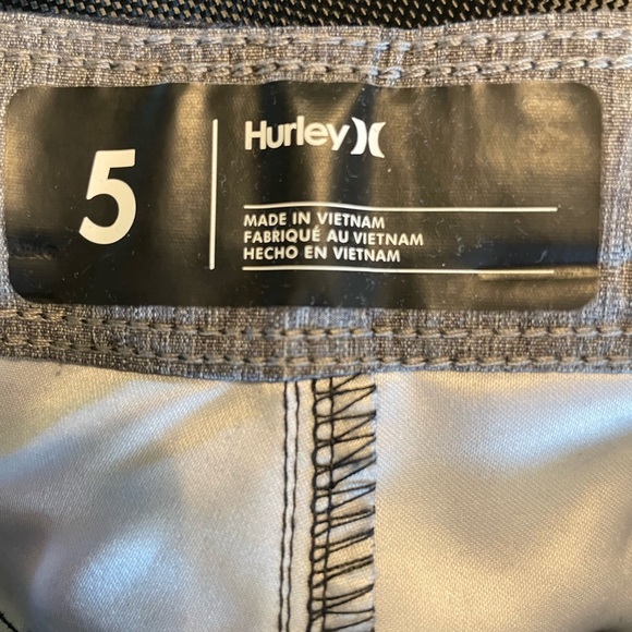Hurley Size5 Swim Trunk Black with striped front NWT - Picture 4 of 5